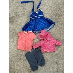 Our Generation Doll‎ Clothes Blue Polka Dot Dress Pink Hoodie Coral Top Jeans